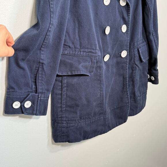 J.Crew Navy Double-Breasted Cotton Peacoat size 10 Preppy Coastal Fall Jacket - Picture 7 of 7